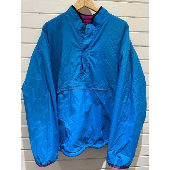 Vtg 90s Gap Men XL Blue purple Arctic Light Fleece Pockets 1/2 Zip reversable - Picture 1 of 16